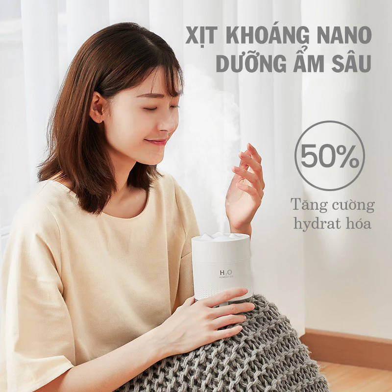 Máy tạo độ ẩm để bàn màu trắng