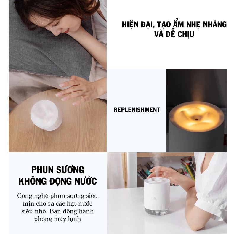 Máy tạo độ ẩm để bàn màu trắng