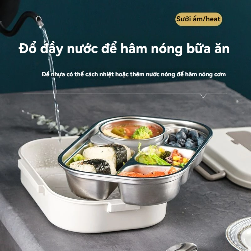 Hộp cơm đa năng 5 ngăn (1.5L) +Bát súp+Bộ dụng cụ&