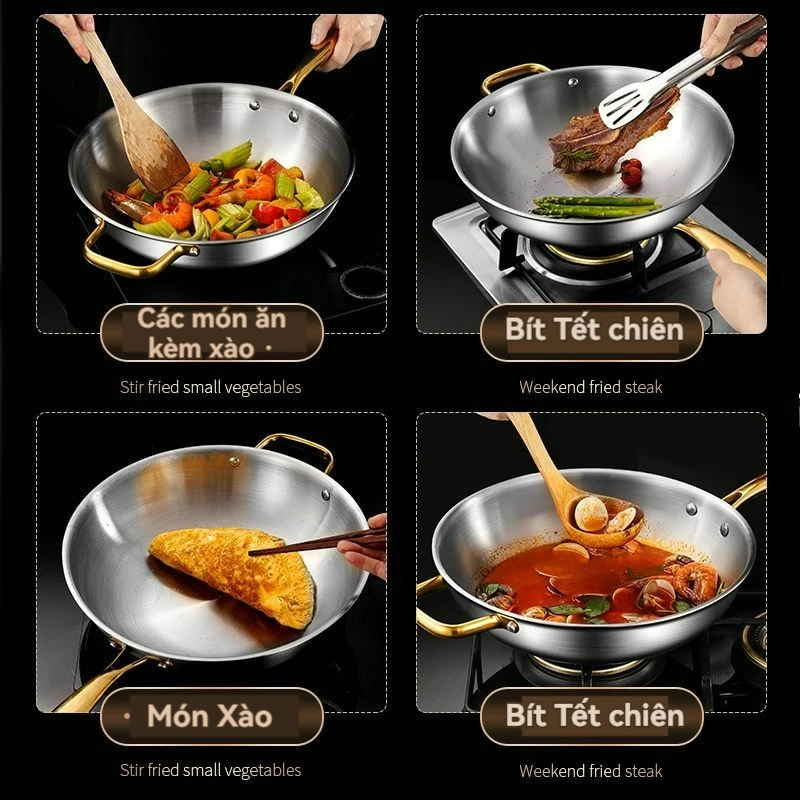 Chảo xào inox 304 34cm