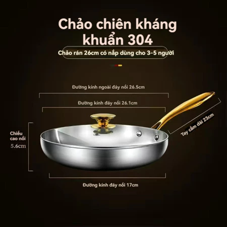 Chảo rán đa năng 26cm + Nắp