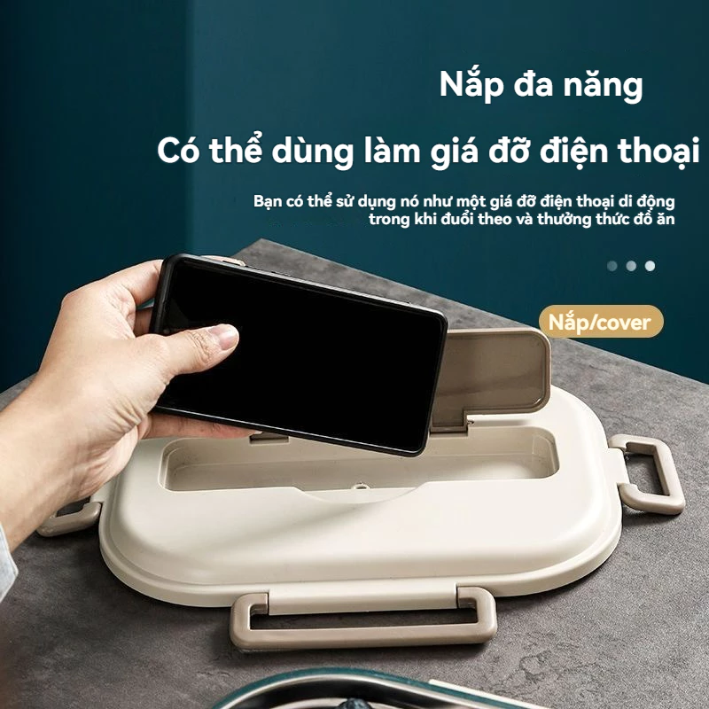 Hộp cơm đa năng 5 ngăn (2L) +Bát súp+Bộ dụng cụ&nb
