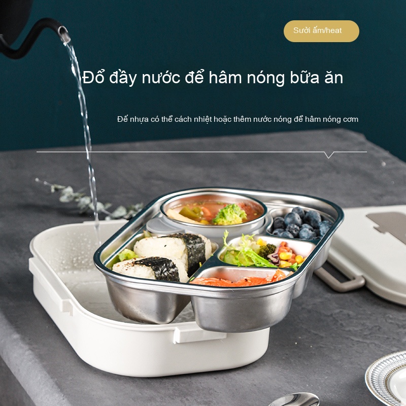 Hộp cơm đa năng 5 ngăn (1.5L) +Bát súp+Bộ dụng cụ&