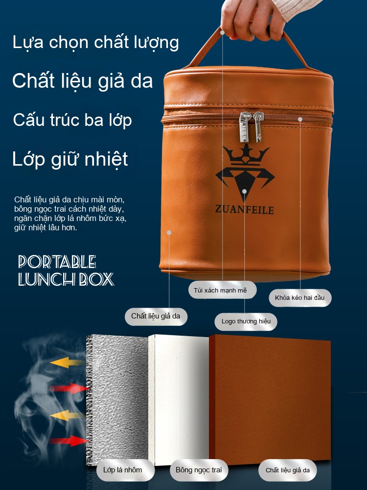 Hộp cơm kiểu vuông 2 Tầng + 2 Bộ dụng cụ ăn&n