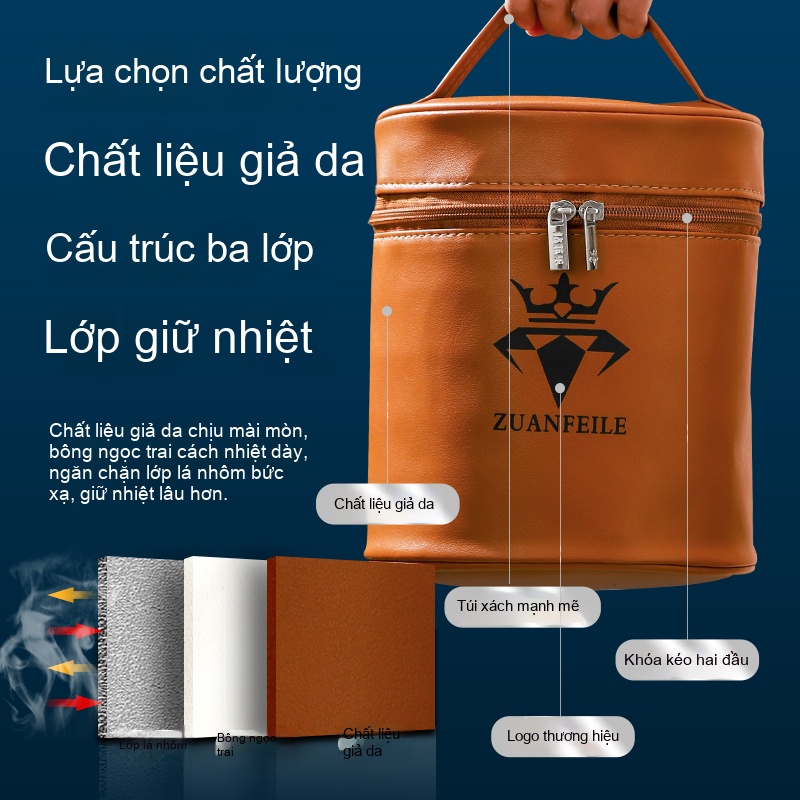 Hộp cơm kiểu vuông 2 Tầng + Bộ dụng cụ ăn nhự