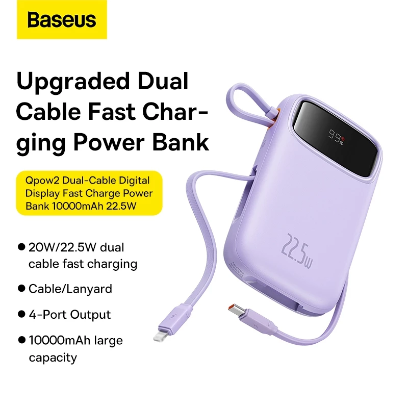 Sạc dự phòng Qpow2 BASEUS 20000mAh PD 22.5w hai cổng tiện dụng ch